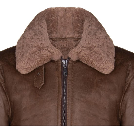 Chaqueta de aviador de piel de oveja B3 marrón de la Segunda Guerra Mundial para hombre - Paarl - Image 6