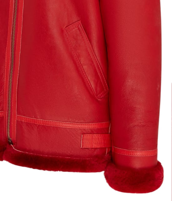 Chaqueta de aviador de piel de oveja roja B3 Bomber RAF para hombre - Wyndham - Image 6