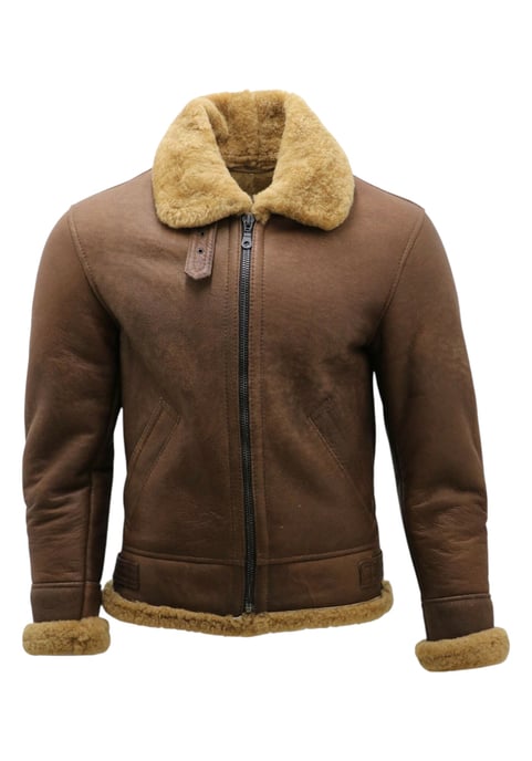 Chaqueta de aviador de piel de oveja B3 de la Segunda Guerra Mundial para hombre, color marrón jengibre - Paarl - Image 4
