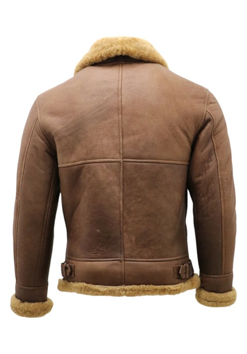 Chaqueta de aviador de piel de oveja B3 de la Segunda Guerra Mundial para hombre, color marrón jengibre - Paarl - Image 6