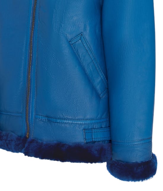 Chaqueta de piel de oveja de aviador RAF Bomber azul B3 para hombre -Wyndham - Image 6