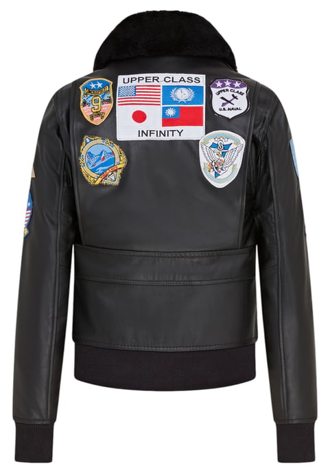 Chaqueta bomber de cuero negra A2 Top Gun para mujer - Primavera - Image 5