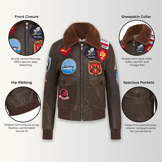 Chaqueta bomber de cuero negra A2 Top Gun para mujer - Kimberley - Image 3