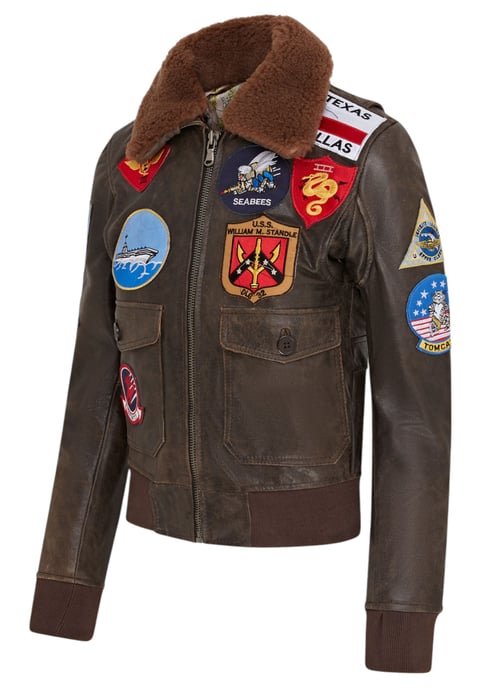 Chaqueta bomber de cuero negra A2 Top Gun para mujer - Kimberley - Image 4