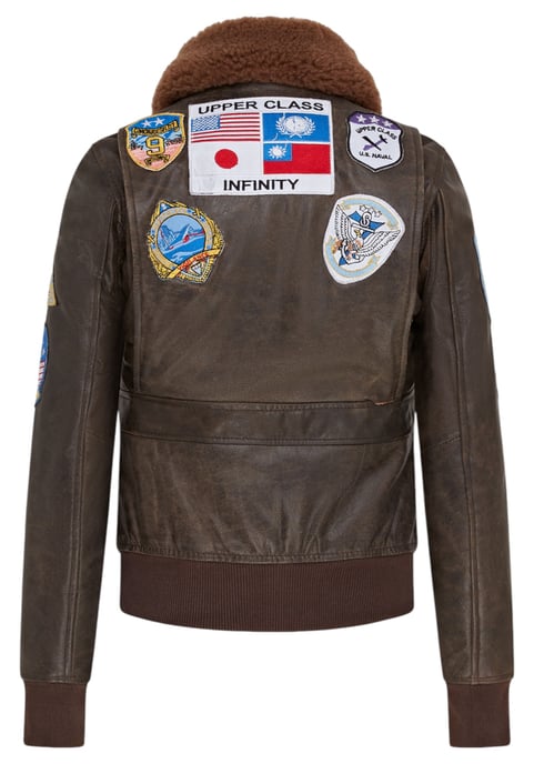Chaqueta bomber de cuero negra A2 Top Gun para mujer - Kimberley - Image 5