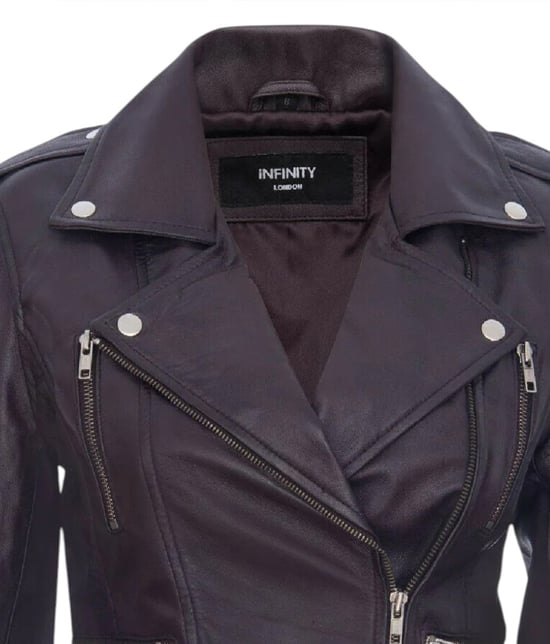 Chaqueta motera de cuero morada Brando para mujer - Constantia - Image 6