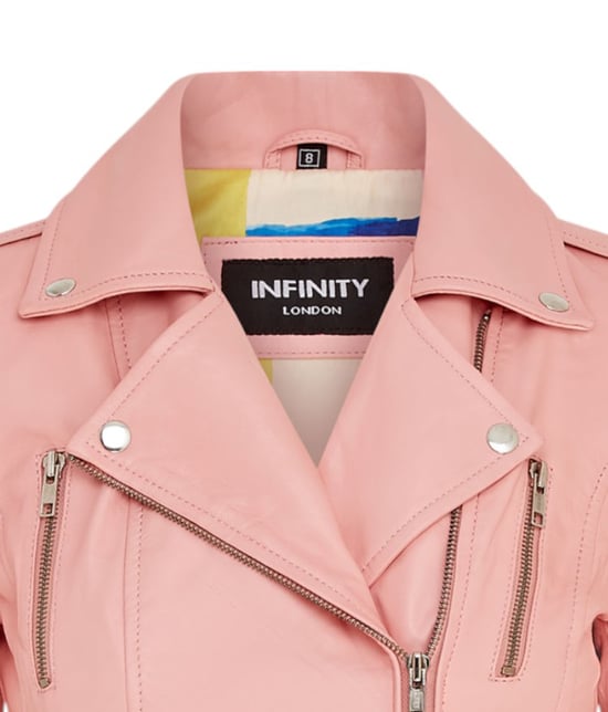 Chaqueta motera de cuero rosa bebé Brando para mujer - Constantia - Image 6
