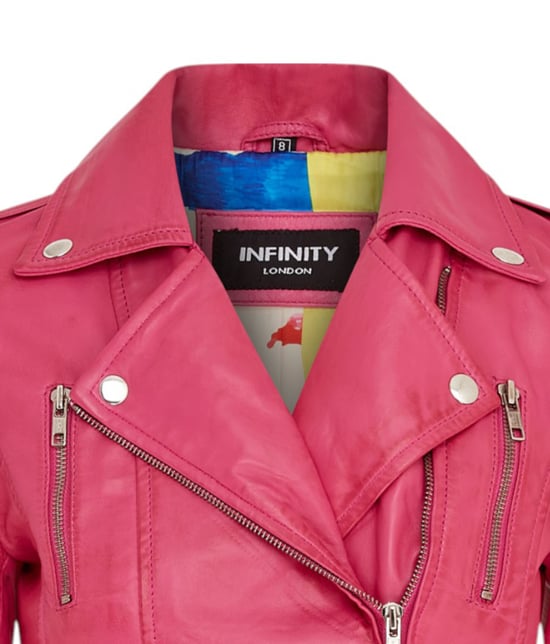 Chaqueta motera Brando de cuero fucsia para mujer - Constantia - Image 6