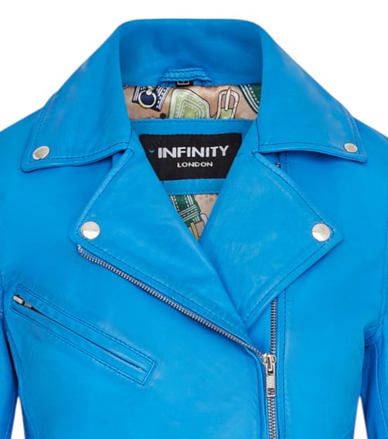 Chaqueta de cuero motera clásica azul Brando para mujer - Broome - Image 5