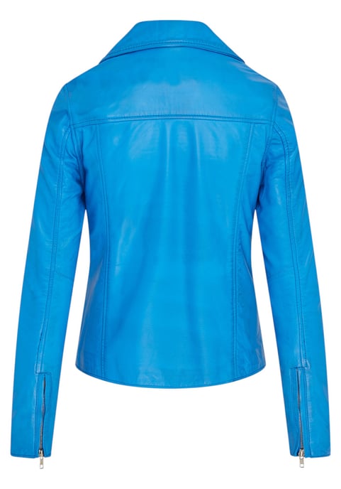 Chaqueta de cuero motera clásica azul Brando para mujer - Soweto - Image 5