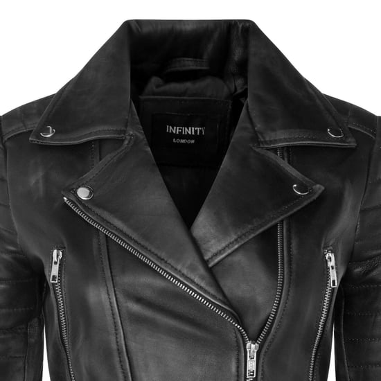 Chaqueta motera de cuero Brando negra corta para mujer - Bellville - Image 6