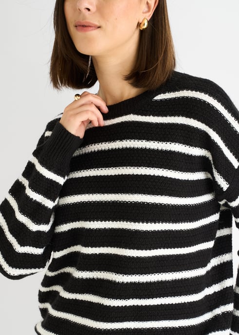 Jersey oversize de punto grueso con rayas negras - Image 2