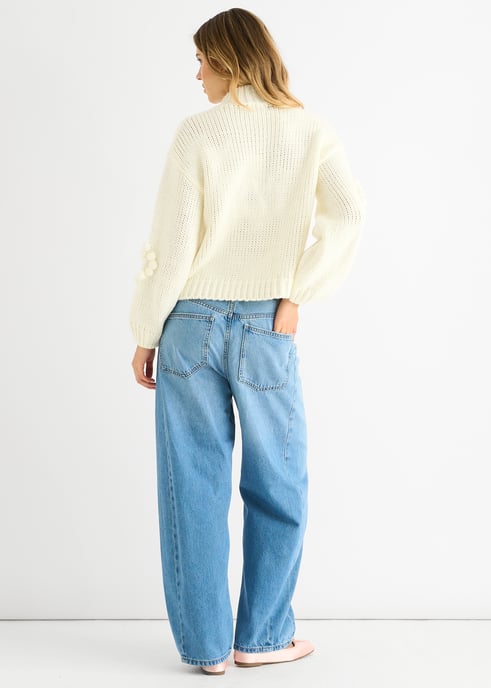 Crema Corazón Bubble Chunky Knit High Neck Jumper - Image 4