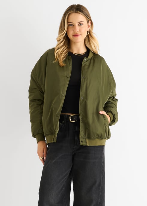 Chaqueta bomber oversize acolchada caqui - Image 1