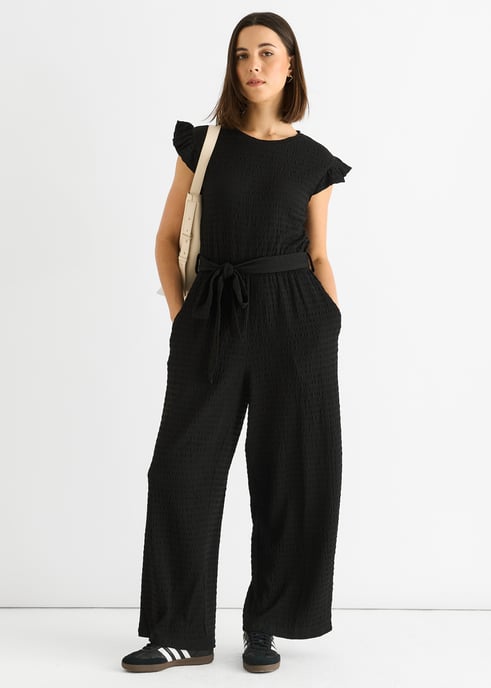 Mono elástico negro con volante y cintura elástica - Image 1