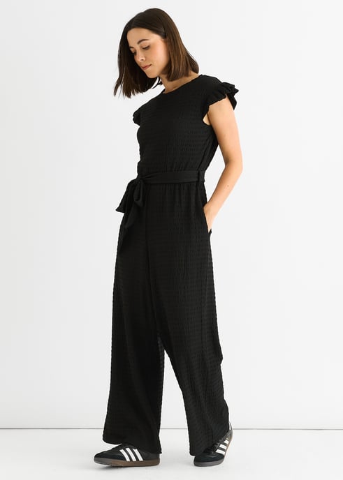 Mono elástico negro con volante y cintura elástica - Image 3