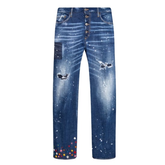 Vaqueros Azules Con Estampado Floral Roadie Jean De Dsquared2 - Image 1