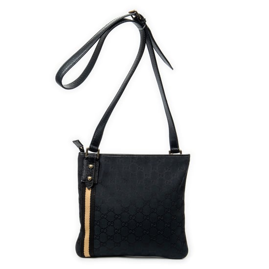 Gucci Web Jolicoeur Crossbody en Negro Lienzo - Image 5