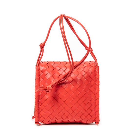 Bottega Veneta Double Flap Crossbody  en Rojo Piel de becerro - Image 5