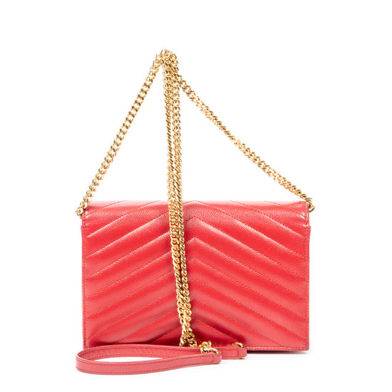 Yves Saint Laurent Envelope Wallet On Chain  en Rojo Piel de becerro - Image 5