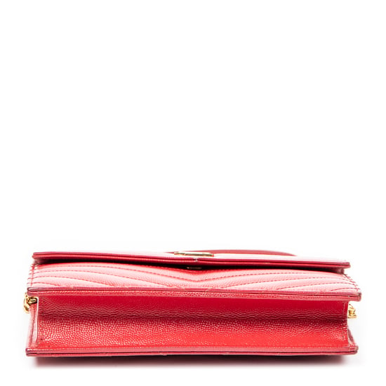 Yves Saint Laurent Envelope Wallet On Chain  en Rojo Piel de becerro - Image 6