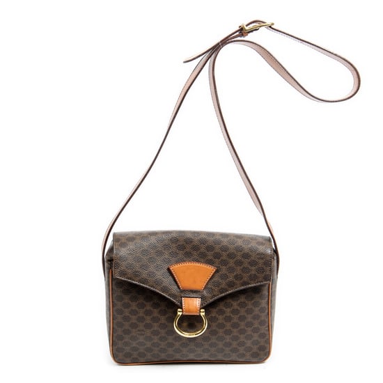 Celine Square Flap Crossbody en Marrón Lona recubierta - Image 1