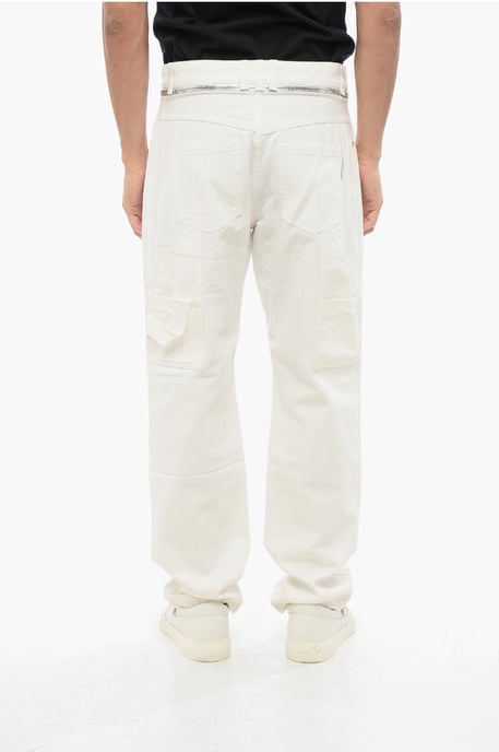 Vaqueros cargo rectos con cremallera de 22 cm en blanco - Image 2