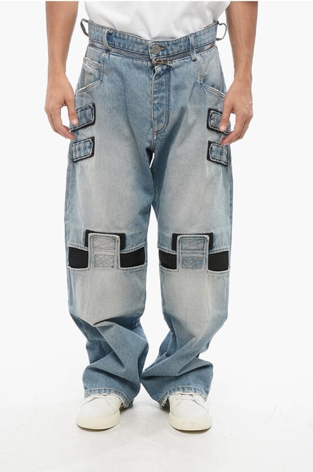 Vaqueros holgados con velcro de 26 cm en azul - Image 1