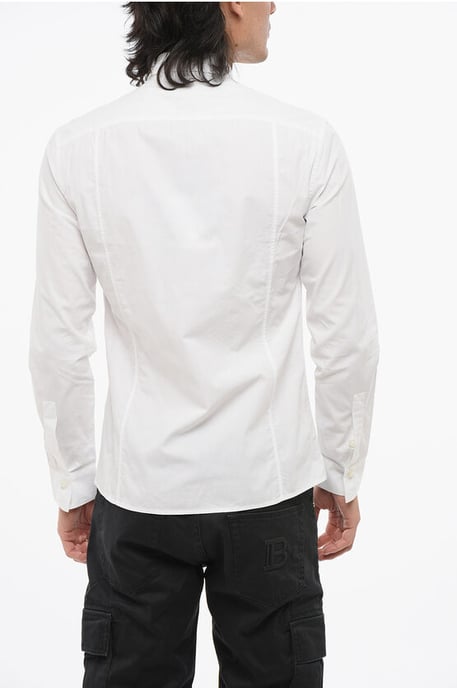 Camisa de popelina de algodón con bordado en el bolsillo del pecho en color blanco - Image 2