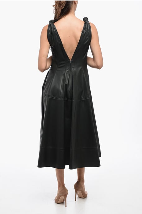 Vestido de cuero con detalles de nudo en verde - Image 2