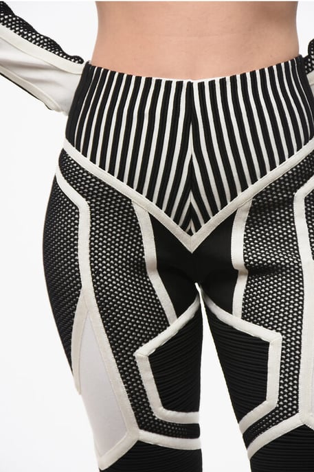 Shorts de ciclista de cintura alta en dos tonos, blanco y negro - Image 3