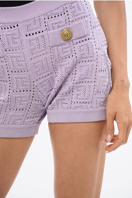 Shorts de crochet con diseño cruzado en violeta - Image 3