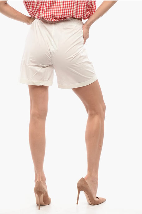 Pantalones cortos de popelina de algodón con cinturilla elástica en color blanco - Image 2