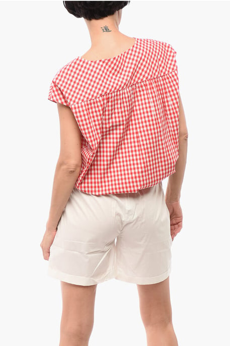 Blusa de cuadros Buffalo de dos tonos en blanco y rojo - Image 2