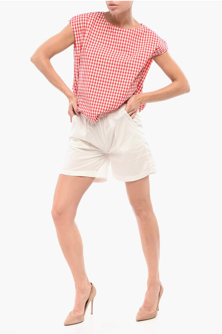 Blusa de cuadros Buffalo de dos tonos en blanco y rojo - Image 4
