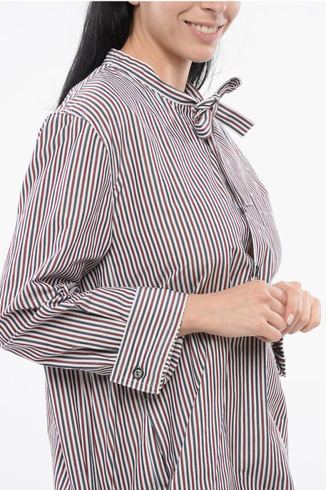 Vestido camisero de rayas con detalle de nudo en multicolor - Image 3