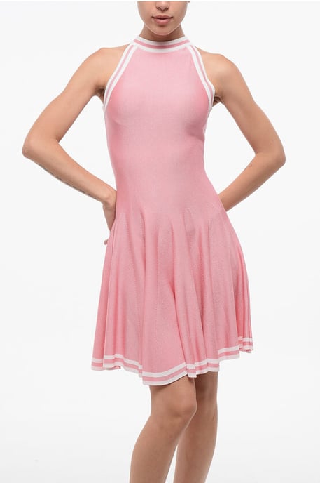 Vestido skater acampanado sin mangas en rosa - Image 4