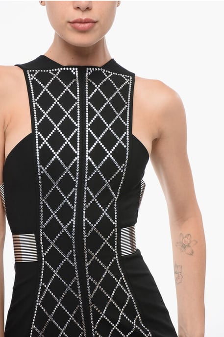 Vestido minivestido con pedrería en negro - Image 3
