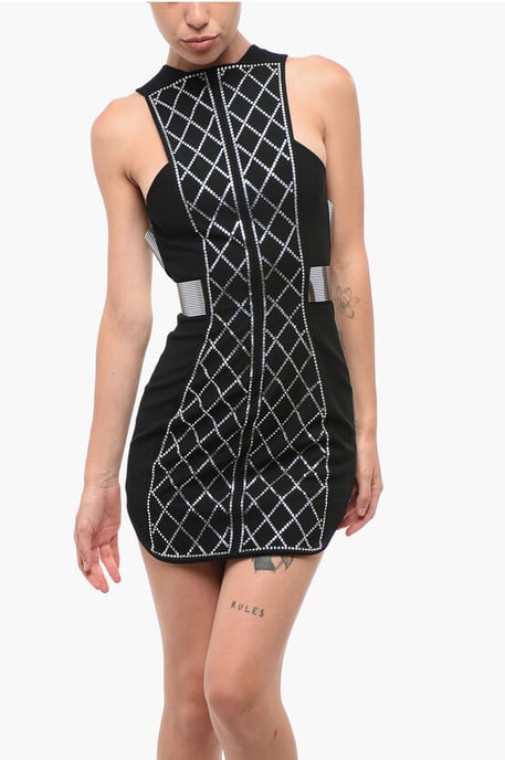Vestido minivestido con pedrería en negro - Image 4