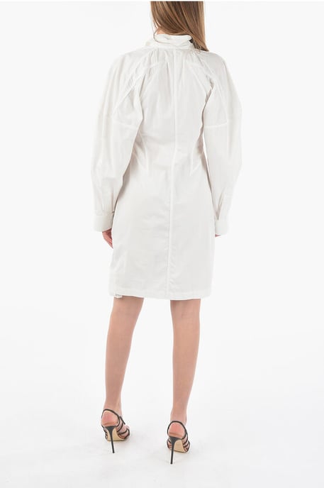 Vestido camisero compacto con botones a presión en blanco - Image 2