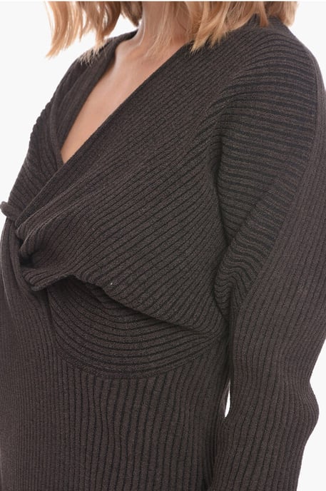 Minivestido de punto con diseño anudado en marrón - Image 3