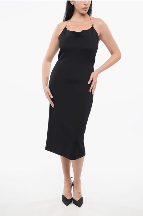 Vestido de viscosa con cadena metálica en color negro - Image 1
