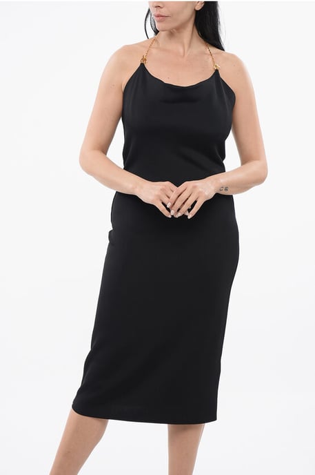 Vestido de viscosa con cadena metálica en color negro - Image 4