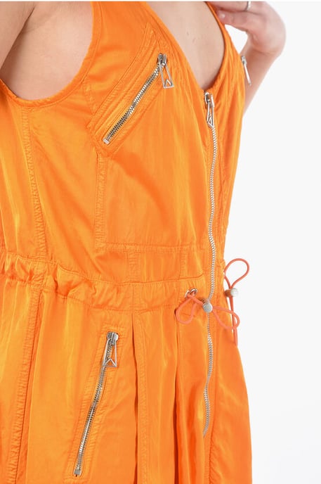 Minivestido utilitario con cierre de cremallera en color naranja - Image 3