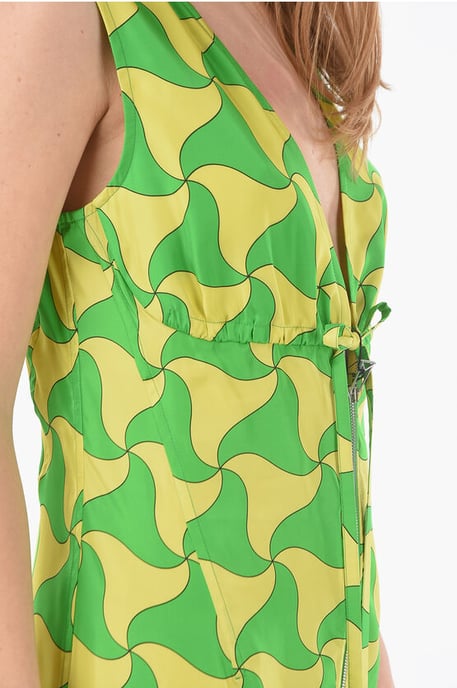 Minivestido PARACHUTE con escote pronunciado y estampado ondulado en amarillo y verde - Image 3