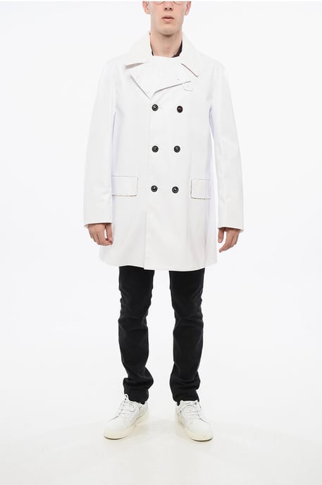 Gabardina impermeable MM14 con cuello de terciopelo en color blanco - Image 4