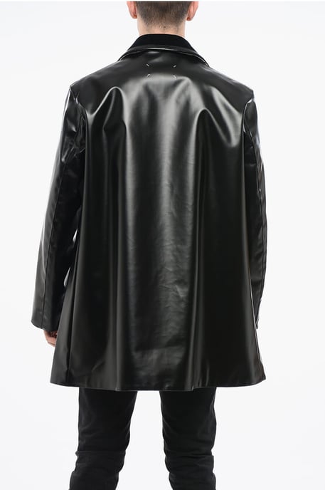 Gabardina impermeable MM4 MM14 con cuello de terciopelo en color negro - Image 2