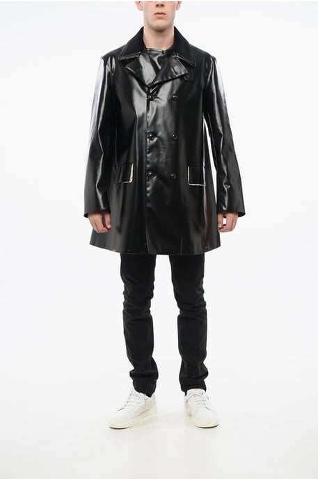 Gabardina impermeable MM4 MM14 con cuello de terciopelo en color negro - Image 4