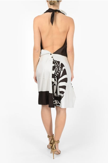 Vestido drapeado de cuello halter ZEBRA en marrón - Image 2