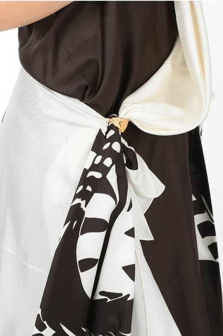 Vestido drapeado de cuello halter ZEBRA en marrón - Image 3
